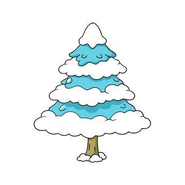 Snow Covered Tree Winter Landscape Vector Illustration for Seasonal Designs Illustrazione stock