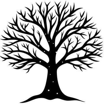 Snow Covered Tree Winter Landscape Vector Illustration for Seasonal Designs Illustrazione stock