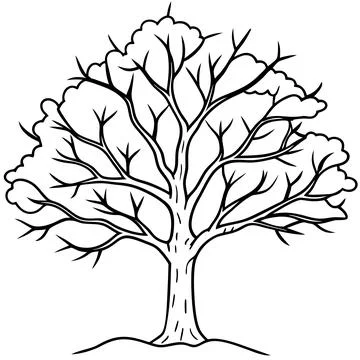 Snow Covered Tree Winter Landscape Vector Illustration for Seasonal Designs Illustrazione stock