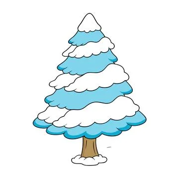 Snow Covered Tree Winter Landscape Vector Illustration for Seasonal Designs Illustrazione stock