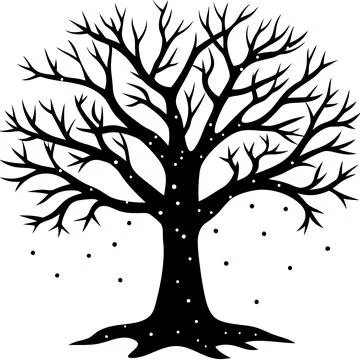 Snow Covered Tree Winter Landscape Vector Illustration for Seasonal Designs Illustrazione stock