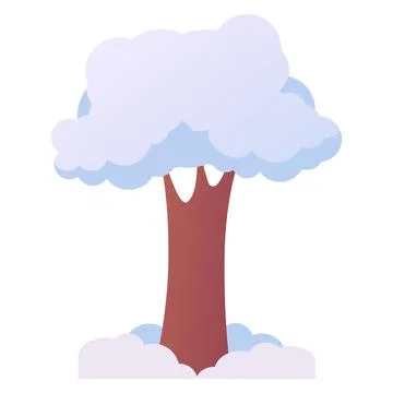 Snow-covered tree. Winter time. Vector flat illustration. Stock Illustration