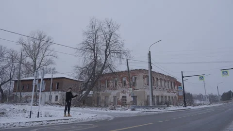 Snow-Covered Views of a Paved Road Stock Footage 316747730