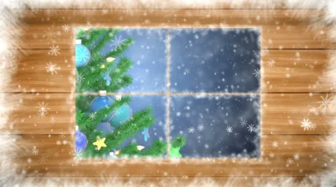 Snow-covered window Stock Footage 58115498