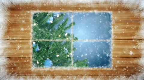 Snow-covered window Stock Footage 58172691