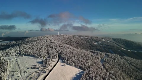 Snow Covered Winter Forest Drone in Czechia Stock Footage 325854490