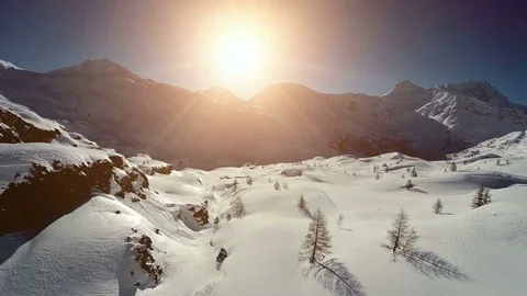 Snow covered winter landscape scenery. outdoors nature adventure background Video stock 72876795