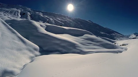 Snow covered winter landscape scenery. outdoors nature adventure background Stock-Footage 72878747
