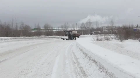 Snow-covered winter road Stock Footage 145671439