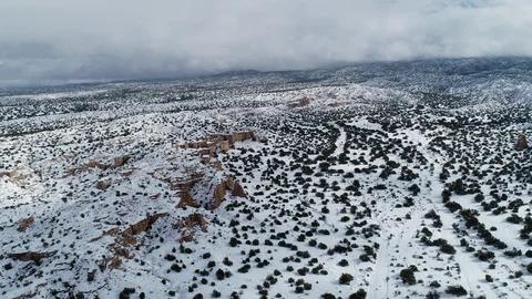 Snow Covering the Dramatic High Desert of New Mexico Stock Footage 123130502