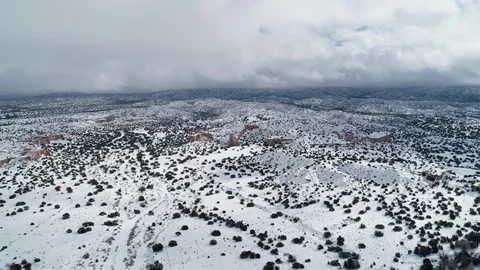 Snow Covering the Dramatic High Desert of New Mexico Stock Footage 123134740