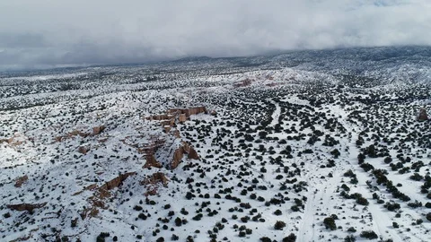 Snow Covering the Dramatic High Desert of New Mexico Stock Footage 123135695