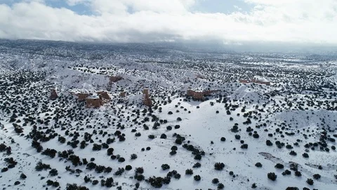 Snow Covering the Dramatic High Desert of New Mexico Stock Footage 123136987