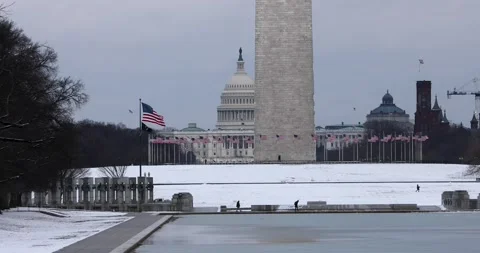 Snow covers Washington, DC in late January Stock Footage 147752759