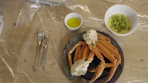 Snow Crab for dinner. 4K UHD. Stock Footage