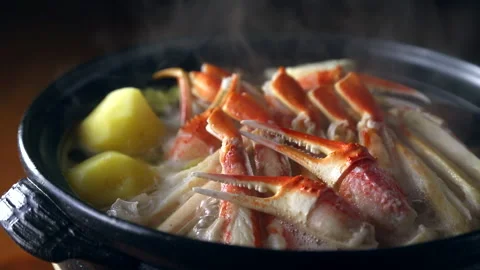 Snow Crab Hot Pot Stock Footage 332861355