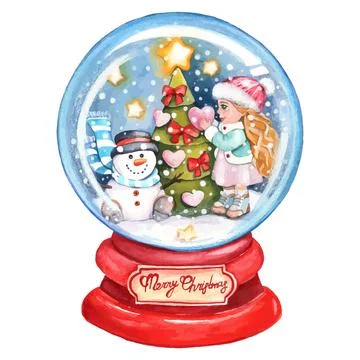 Snow Crystal Ball Christmas. Stock Illustration