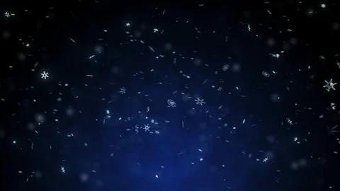 Snow Crystals background. Light Blue Snow in Science shapes.  Falling Blue Snow  Stock Footage 99577378
