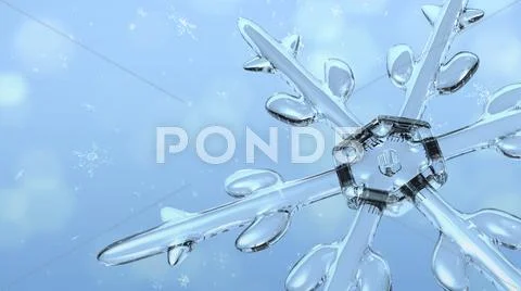 Snow crystals right corner large Stock Illustration