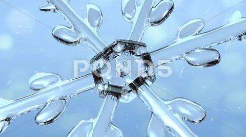 Snow crystals single front large Stock Illustration