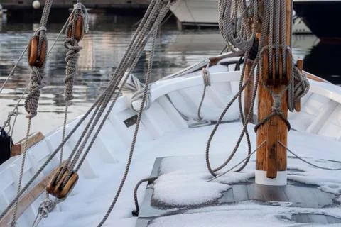 Snow on the deck Stock Photos