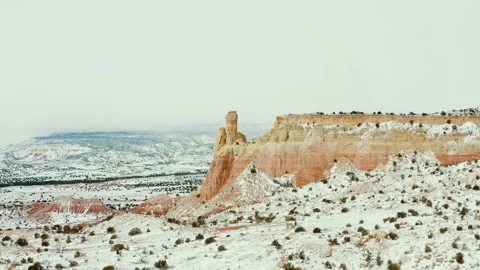 Snow on desert canyon cliffs Stock Footage 154838179
