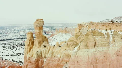 Snow on desert canyon cliffs Stock Footage 154839185