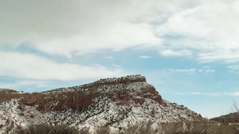 Snow on desert cliffs Stock Footage 154839414