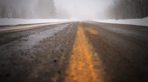 Snow dirty road Stock Footage 37620554