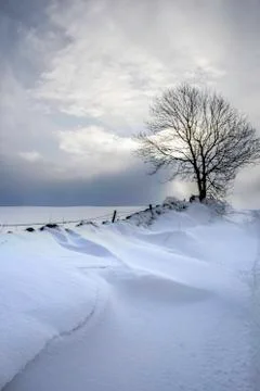 Snow Drifts on a rural road Stock Photos