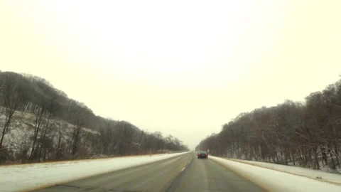 Snow Driving Highway-Interstate Stock Footage 170775233