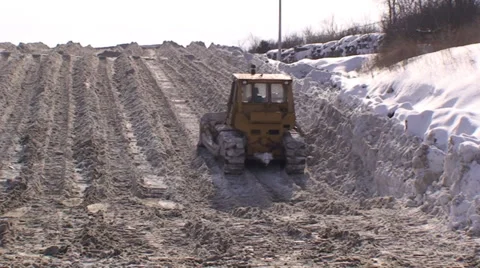 Snow dump with bulldozer. #41 Stock Footage 34776083
