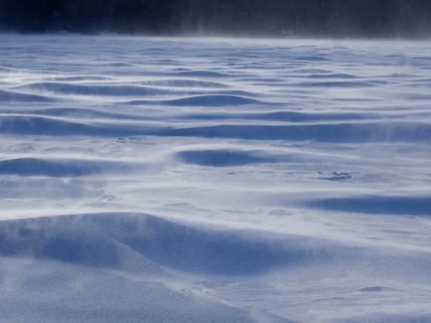 Snow dunes on lake Stock Footage 71777936