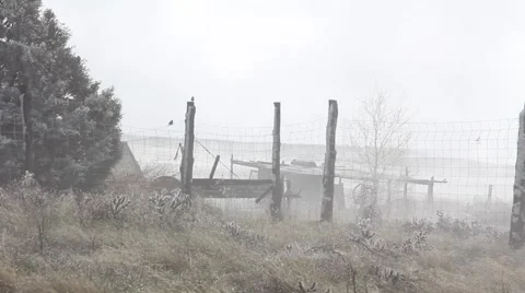 Snow Dusted Desert Ranch Stock Footage 61897689