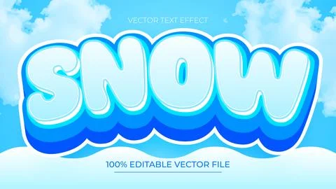 Snow editable text effect emboss modern winter season style Illustrazione stock