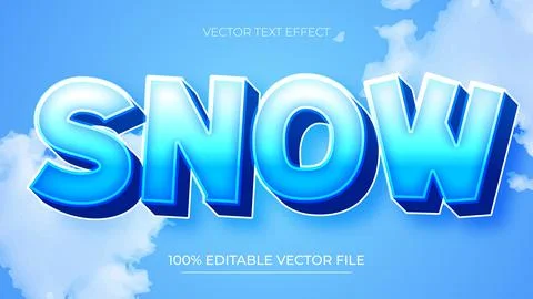 Snow editable text effect emboss modern winter season style Illustrazione stock
