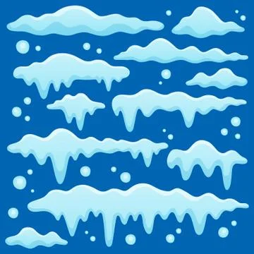 Snow elements theme set Stock Illustration