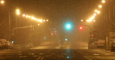 Snow in an empty city  during the ban due to covid 19 virus Видео 127259211
