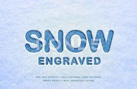 Snow engraved 3d text style effect mockup - PSD Template PSD-Vorlage