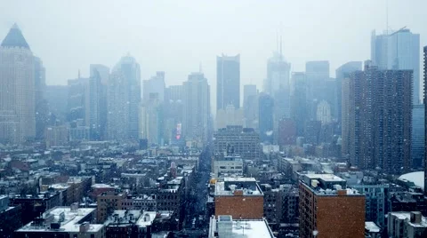 Snow fall in the city. magic winter feeling. urban wintertime background Stock Footage