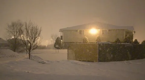 Snow fall at night Stock Footage 42823292