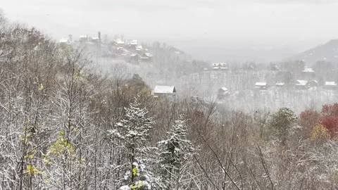 Snow Fall over the Great Smoky Mountains Stock Footage