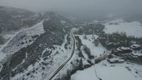 Snow fall Overcast Mountain Above Aspen Snowmass, Colorado Video stock 260134873