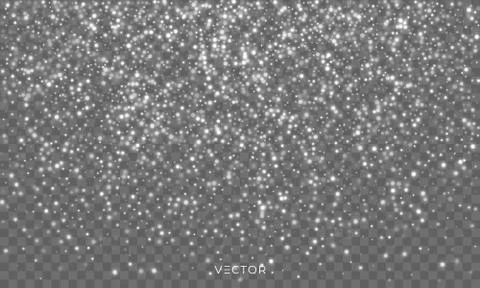 Snow fall, vector snowflakes overlay background, Christmas snowfall flakes an Stock-Illustration