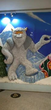 The snow fall with white monkey art Foto stock