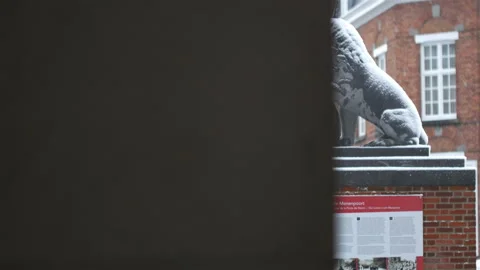 Snow fall on World War One battlefields : Menin Gate, Ypres, Belgium Stock Footage 102191294