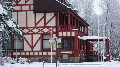 Snow fall on WWI battlefields : Passchendaele 1917 Museum and gardens  Stock Footage 102209233