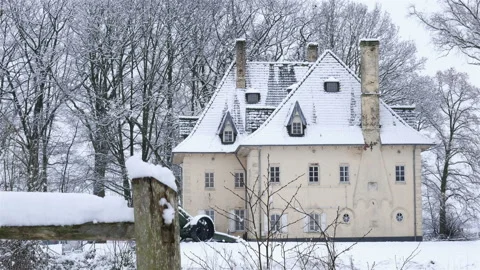 Snow fall on WWI battlefields : Passchendaele 1917 Museum and gardens Stock Footage 102209541