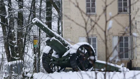 Snow fall on WWI battlefields : Passchendaele 1917 Museum and gardens Stock Footage 102219309