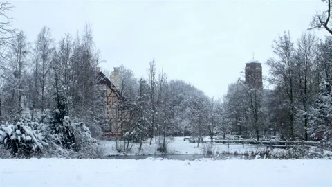Snow fall on WWI battlefields : Passchendaele 1917 Museum and gardens Stock Footage 102220028